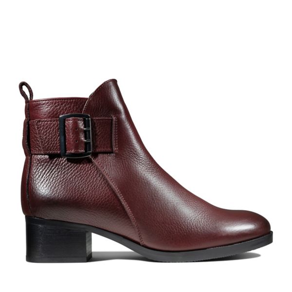 Clarks Womens Mila Charm Biker Boots Burgundy | CA-9741652